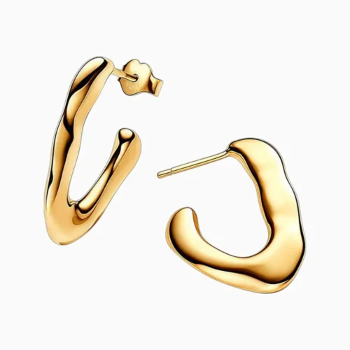 Aretes Broquel De Plata Forma Organica En V