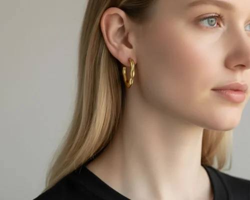 Aretes Broquel De Plata Forma Organica En V