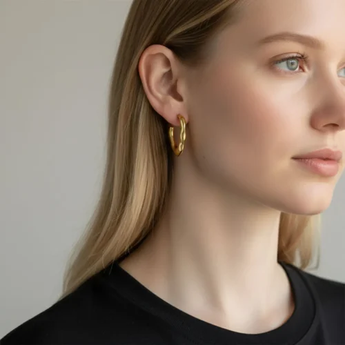 Aretes Broquel De Plata Forma Organica En V