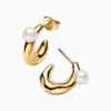 Aretes Broquel De Plata Forma Organica Perla