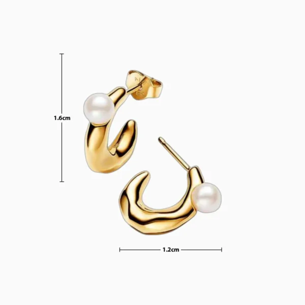 Aretes Broquel De Plata Forma Organica Perla
