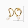 Aretes Broquel De Plata Forma Organica y Perla