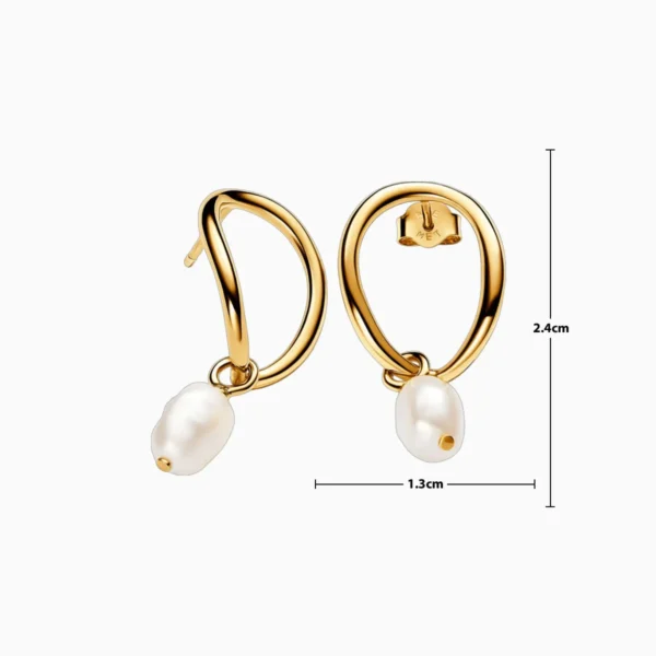 Aretes Broquel De Plata Forma Organica y Perla