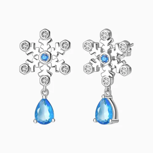 Aretes Broquel De Plata Gota De Nieve