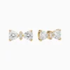 Aretes Broquel De Plata Moño Dorado