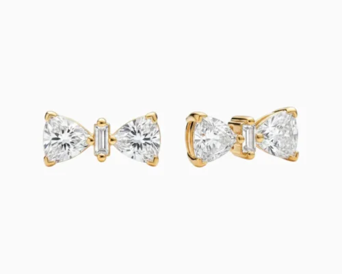 Aretes Broquel De Plata Moño Dorado