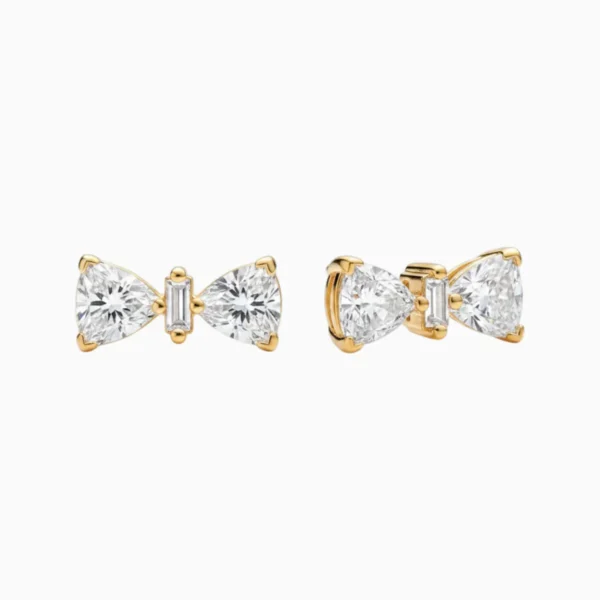 Aretes Broquel De Plata Moño Dorado