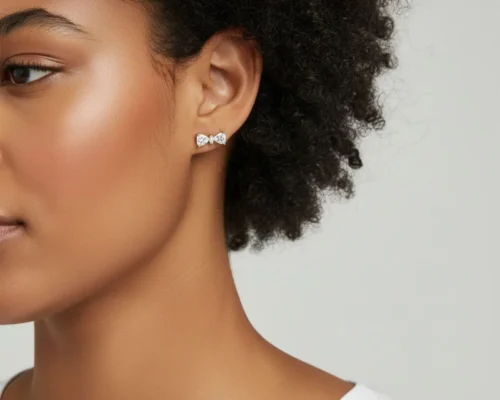 Aretes Broquel De Plata Moño Dorado