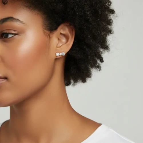 Aretes Broquel De Plata Moño Dorado