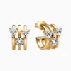Aretes Broquel De Plata Triple Corazon