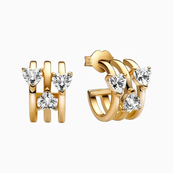 Aretes Broquel De Plata Triple Corazon Aretes Broquel De Plata Triple Corazon