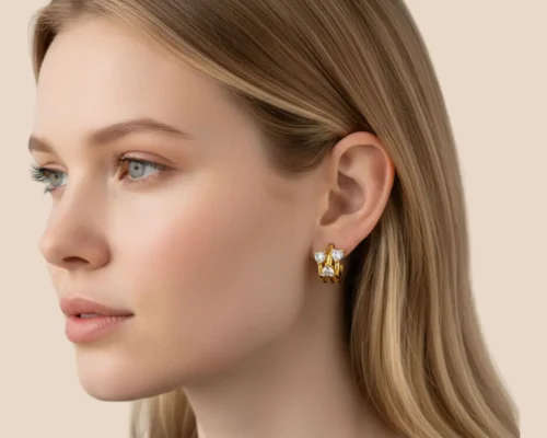 Aretes Broquel De Plata Triple Corazon
