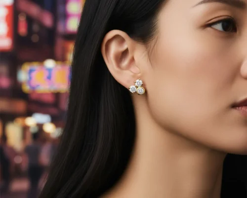 Aretes Broquel De Plata Triple Diamante