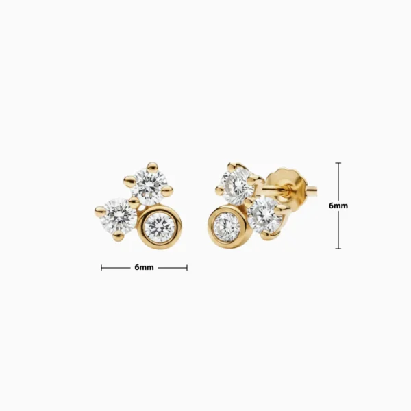 Aretes Broquel De Plata Triple Diamante Aretes Broquel De Plata Triple Diamante