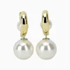 Aretes Huggies De Oro Con Perlas