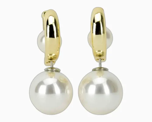 Aretes Huggies De Oro Con Perlas