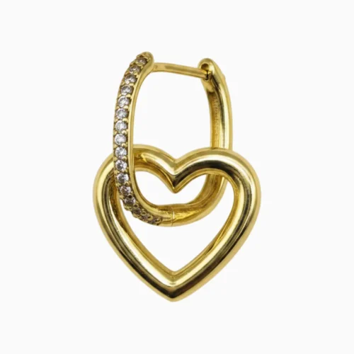 Aretes Huggies De Oro Corazon Dorado