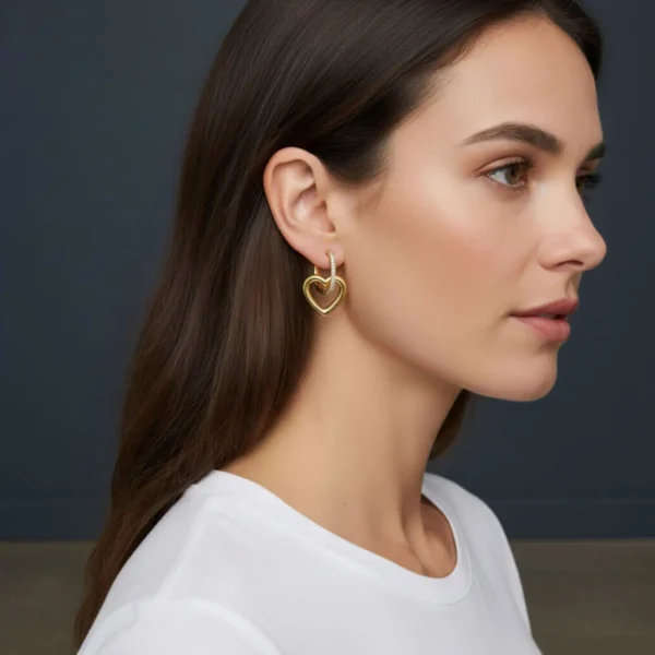 Aretes Huggies De Oro Corazon Dorado Aretes Huggies De Oro Corazon Dorado