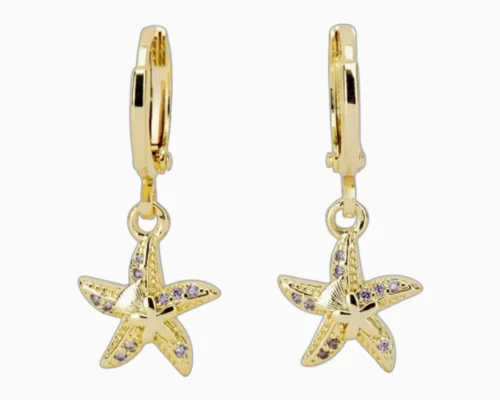 Aretes Huggies De Oro Estrella De Mar