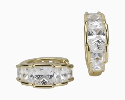 Aretes Huggies De Oro Piedra Blanca Aretes Huggies De Oro Piedra Blanca