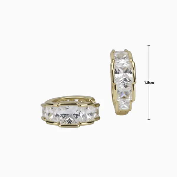 Aretes Huggies De Oro Piedra Blanca