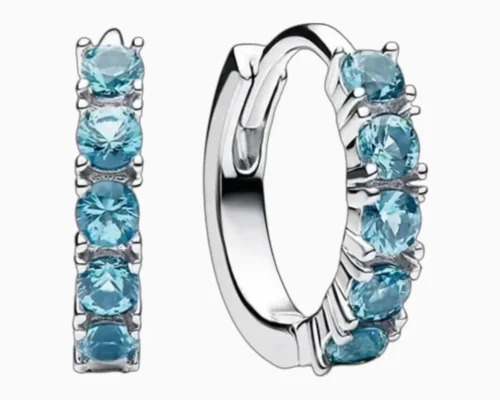 Aretes Huggies De Plata Abrazo Azul