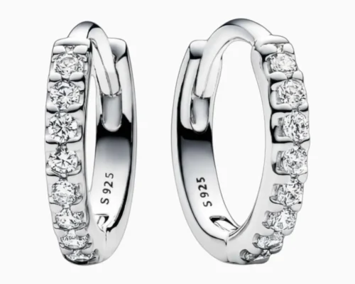 Aretes Huggies De Plata Abrazo Brillante