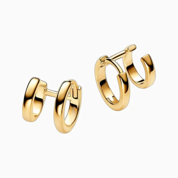 Aretes Huggies De Plata Abrazo Doble
