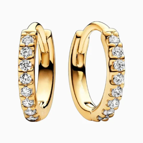 Aretes Huggies De Plata Abrazo Dorado