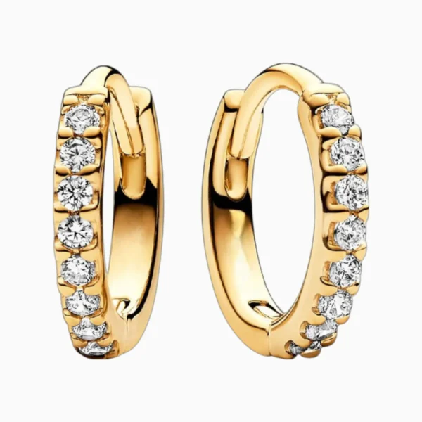 Aretes Huggies De Plata Abrazo Dorado