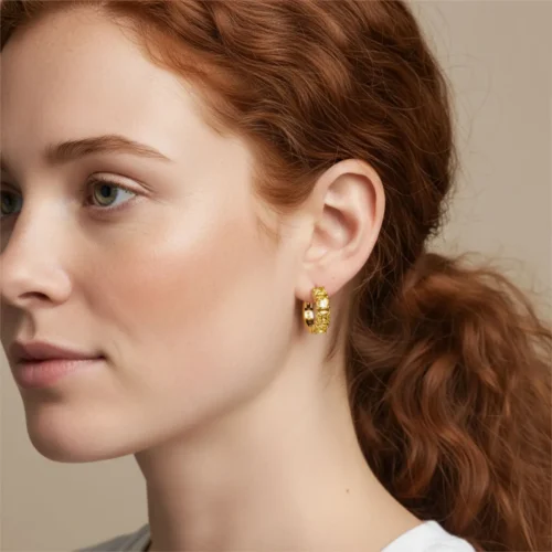 Aretes Huggies De Plata Aro Amarillo