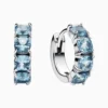 Aretes Huggies De Plata Aro Plateado Azul