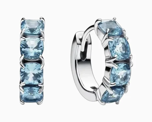 Aretes Huggies De Plata Aro Azul