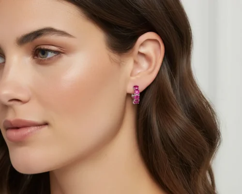 Aretes Huggies De Plata Aro Rosa