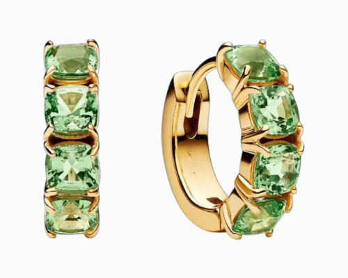 Aretes Huggies De Plata Aro Verde