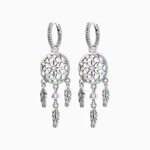 Aretes Huggies De Plata Atrapasueños
