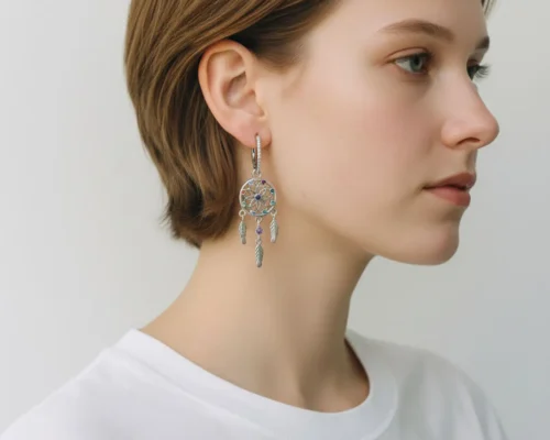 Aretes Huggies De Plata Atrapasueños