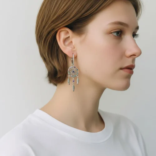 Aretes Huggies De Plata Atrapasueños
