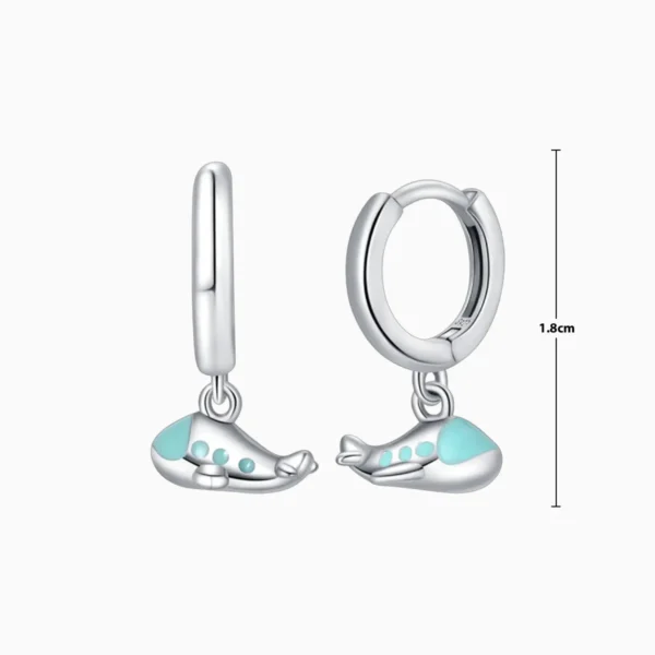 Aretes Huggies De Plata Avion En Vuelo