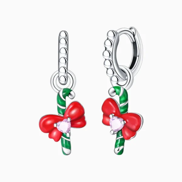 Aretes Huggies De Plata Baston y Moño