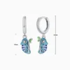 Aretes Huggies De Plata Camaleon Azul
