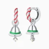 Aretes Huggies De Plata Campana Navideña