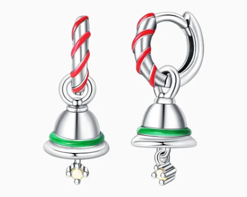 Aretes Huggies De Plata Campana Navideña Aretes Huggies De Plata Campana Navideña