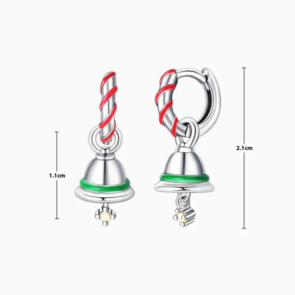 Aretes Huggies De Plata Campana Navideña