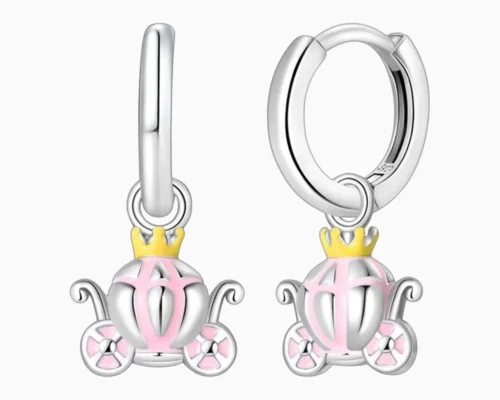 Aretes Huggies De Plata Carroza La Cenicienta