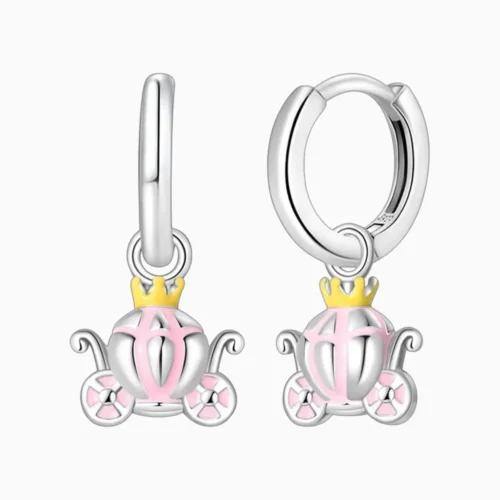 Aretes Huggies De Plata Carroza La Cenicienta