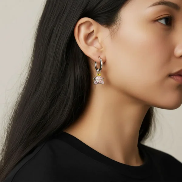 Aretes Huggies De Plata Carroza La Cenicienta