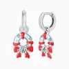 Aretes Huggies De Plata Corona Navideña
