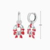 Aretes Huggies De Plata Corona Navideña