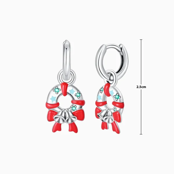 Aretes Huggies De Plata Corona Navideña